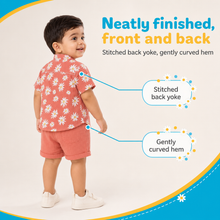1st Step Baby Boys Printed Muslin Chinese Collar Shirt and Shorts 2 Pcs Clothing Set