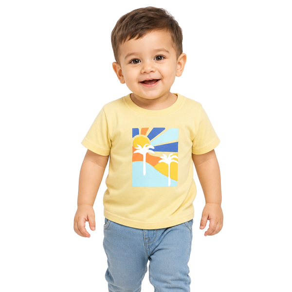 1st Step Printed Half Sleeves Cotton T-Shirt - Yellow