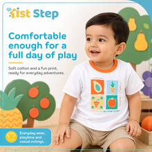 1st Step Printed Half Sleeves Cotton T-Shirt - White