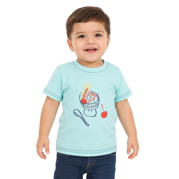 1st Step Printed Half Sleeves Cotton T-Shirt - Green