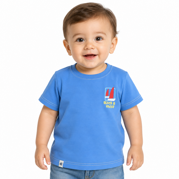 1st Step Printed Half Sleeves Cotton T-Shirt - Blue