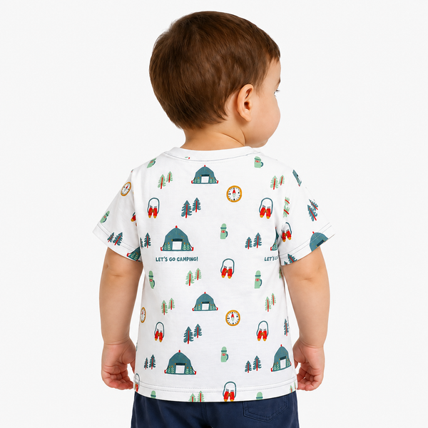 1st Step Printed Half Sleeves Cotton T-Shirt - White