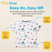 1st Step Printed Half Sleeves Cotton T-Shirt - White