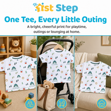 1st Step Printed Half Sleeves Cotton T-Shirt - White