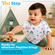 1st Step Printed Half Sleeves Cotton T-Shirt - White