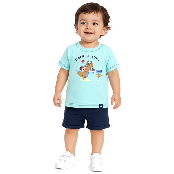 1st Step Printed Half Sleeves Cotton T-Shirt - Blue