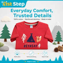 1st Step Printed Half Sleeves Cotton T-Shirt - Red
