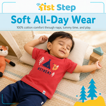 1st Step Printed Half Sleeves Cotton T-Shirt - Red