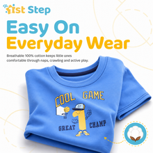 1st Step Printed Half Sleeves Cotton T-Shirt - Blue