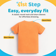 1st Step Printed Half Sleeves Cotton T-Shirt - Orange