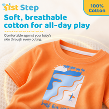 1st Step Printed Half Sleeves Cotton T-Shirt - Orange
