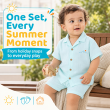 1st Step Baby Boys Printed Muslin Shirt and Shorts 2 Pcs Clothing Set