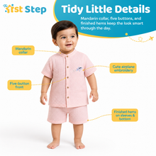1st Step Baby Boys Printed Muslin Chinese Collar Shirt and Shorts 2 Pcs Clothing Set