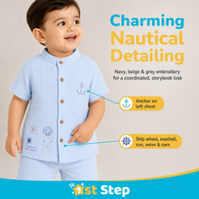 1st Step Baby Boys Printed Muslin Chinese Collar Shirt and Shorts 2 Pcs Clothing Set