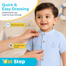 1st Step Baby Boys Printed Muslin Chinese Collar Shirt and Shorts 2 Pcs Clothing Set