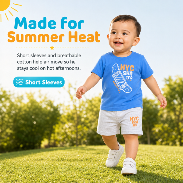 1st Step Baby Printed T-Shirt and Shorts Clothing Set