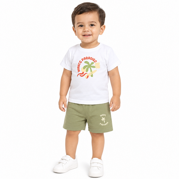 1st Step Baby Boys Printed T-Shirt and Shorts Clothing Set