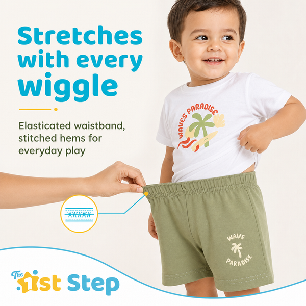 1st Step Baby Boys Printed T-Shirt and Shorts Clothing Set