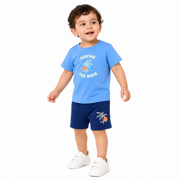 1st Step Baby Boys Printed T-Shirt and Shorts Clothing Set