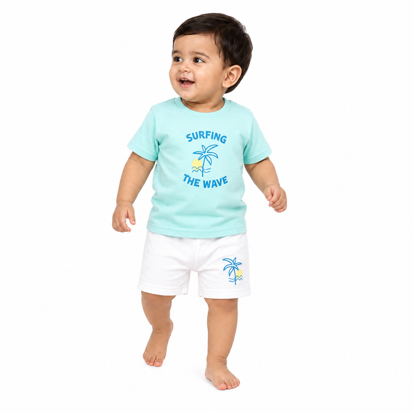 1st Step Baby Boys Printed T-Shirt and Shorts Clothing Set