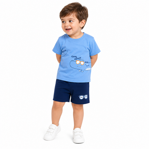 1st Step Baby Boys Printed T-Shirt and Shorts Clothing Set