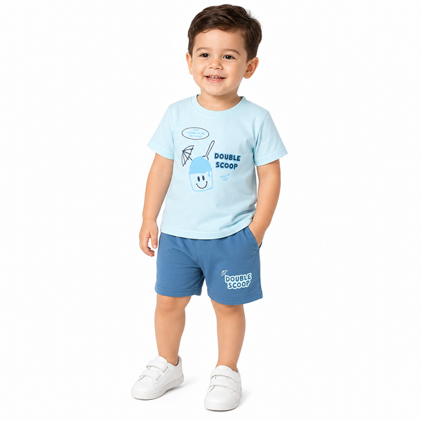1st Step Baby Boys Printed T-Shirt and Shorts Clothing Set