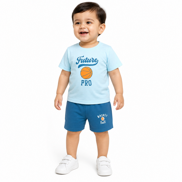 1st Step Baby Boys Printed T-Shirt and Shorts Clothing Set