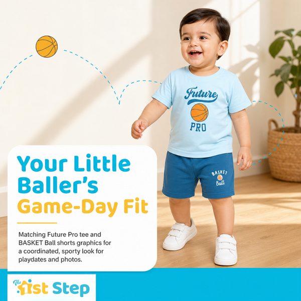 1st Step Baby Boys Printed T-Shirt and Shorts Clothing Set