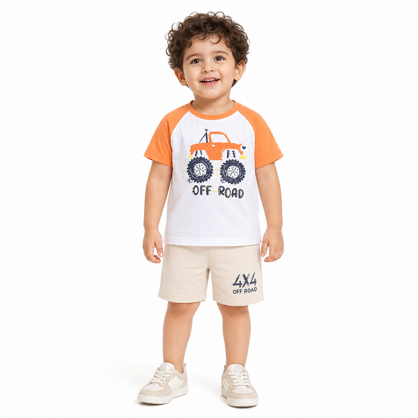 1st Step Baby Boys Printed T-Shirt and Shorts Clothing Set
