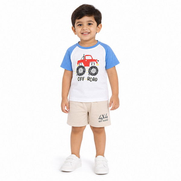 1st Step Baby Boys Printed T-Shirt and Shorts Clothing Set