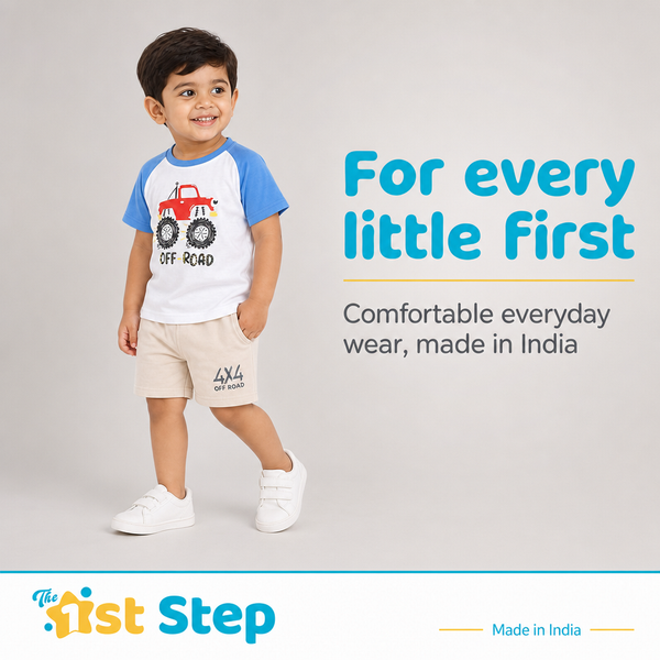 1st Step Baby Boys Printed T-Shirt and Shorts Clothing Set