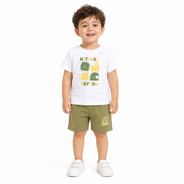 1st Step Baby Boys Printed T-Shirt and Shorts Clothing Set