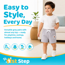 1st Step Cotton Pull-on Shorts With Drawstring - Grey