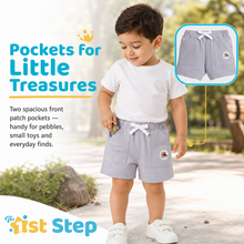 1st Step Cotton Pull-on Shorts With Drawstring - Grey