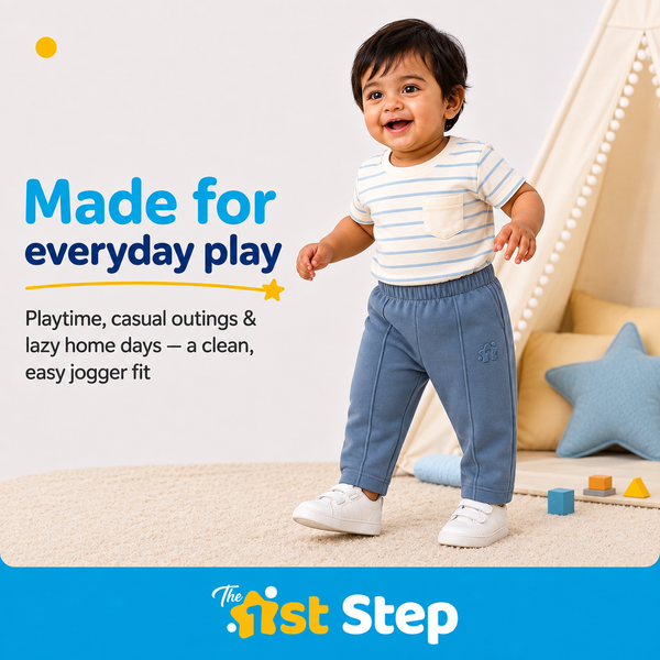 1st Step Cotton Pull-on Joggers - Blue