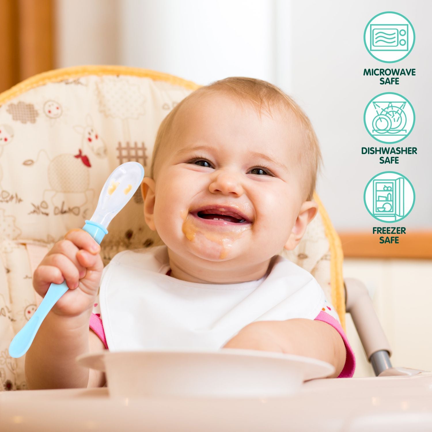 Step Spooni 1st Step Dual Ended BPA Free Silicone Spoon Set (Blue)