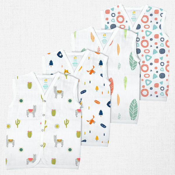 1st Step Muslin Button Jhabla - New Born