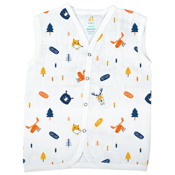 1st Step Muslin Button Jhabla - Medium (6-9Months)