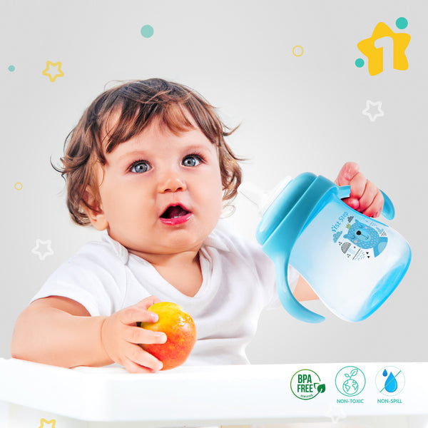 1st Step Matte Collection BPA Free Soft Spout Sipper With Twin Handles for Easy Grip  (Blue)