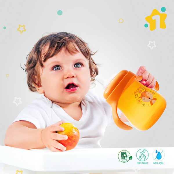 1st Step Matte Collection BPA Free Soft Spout Sipper With Twin Handles for Easy Grip  (Orange)