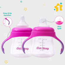 1st Step 2 in 1 BPA Free Polypropylene Feeding Bottle Cum Soft Spout Sipper with Twin Handle (Pink)