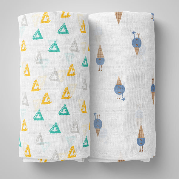 1st Step Muslin Swaddle 60cm*75cm (Pack of 2)