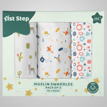1st Step Muslin Swaddle 90cm*90cm (Pack of 3)