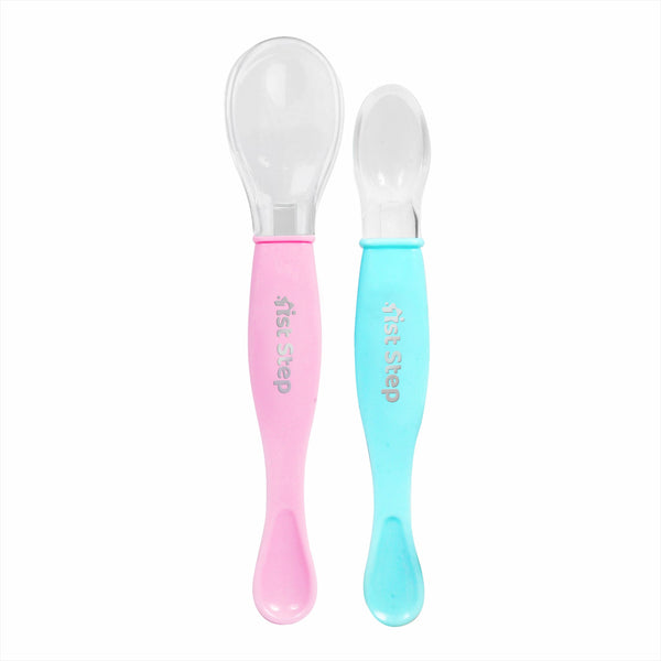 1st Step Dual Ended BPA Free Silicone Spoon Set (Pink)