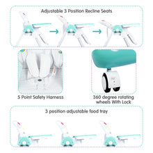 1st Step Little Lux Baby High Chair with 5 Point Safety Harness, 7 Level Height Adjustment (Mint Green)