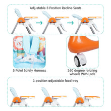 1st Step Little Lux Baby High Chair with 5 Point Safety Harness, 7 Level Height Adjustment (Orange)