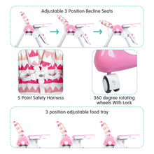 1st Step Little Lux Baby High Chair with 5 Point Safety Harness, 7 Level Height Adjustment (Pink)