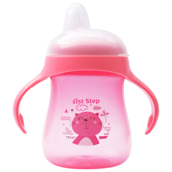 1st Step Matte Collection BPA Free Soft Spout Sipper With Twin Handles for Easy Grip  (Pink)