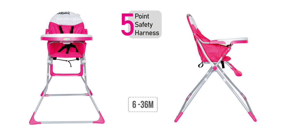 1st Step High Chair With Point Safety Harness-Pink (Pink)