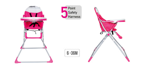 1st Step High Chair With 5 Point Safety Harness-Pink  (Pink)